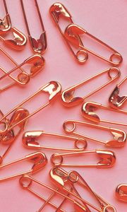 Preview wallpaper pins, metal, gold, pink background