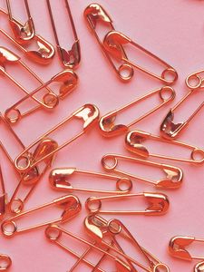 Preview wallpaper pins, metal, gold, pink background