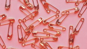 Preview wallpaper pins, metal, gold, pink background