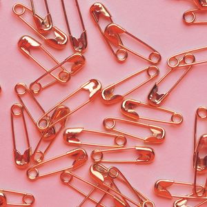 Preview wallpaper pins, metal, gold, pink background