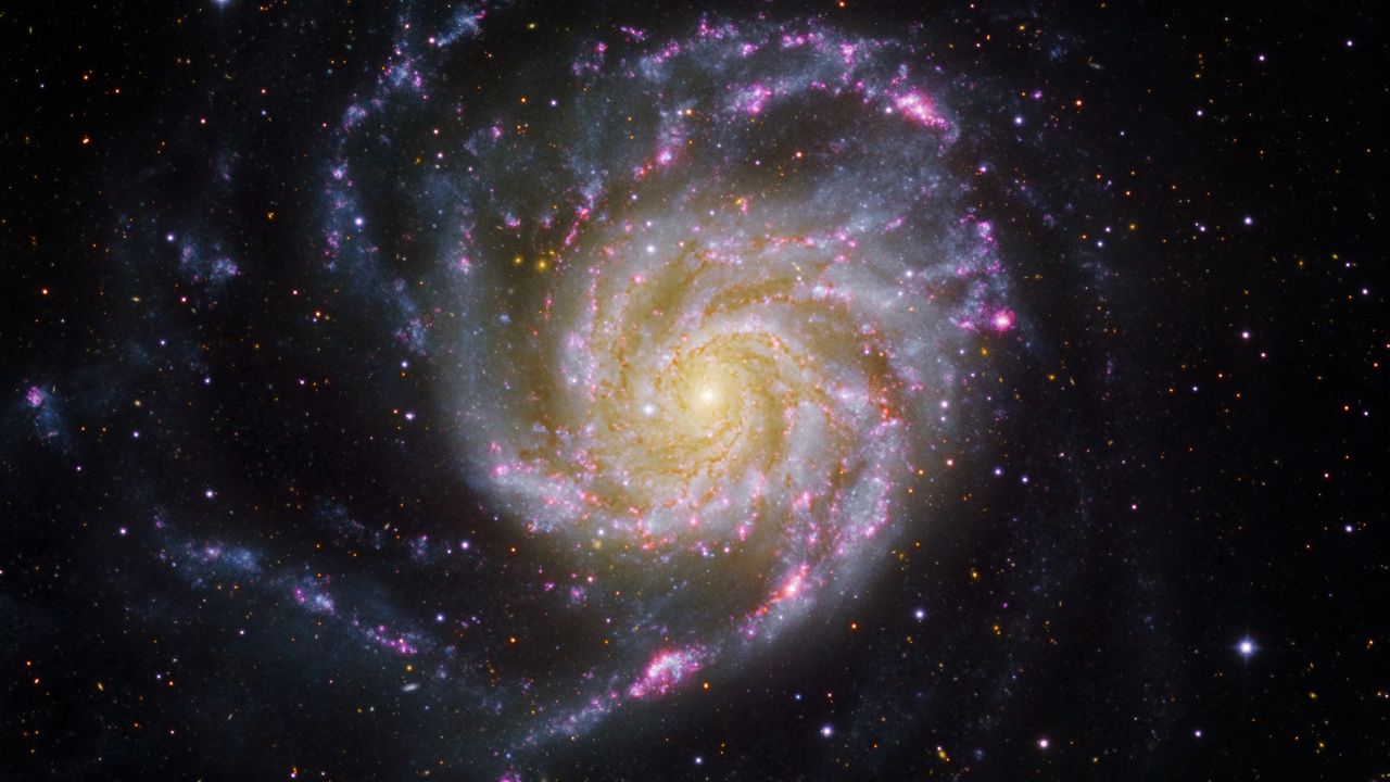 Wallpaper pinwheel galaxy, galaxy, glow, stars, space