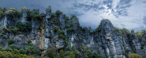 Preview wallpaper piopio, new zealand, rocks, stones, grass, trees