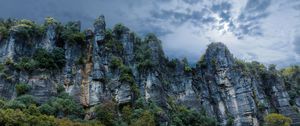 Preview wallpaper piopio, new zealand, rocks, stones, grass, trees