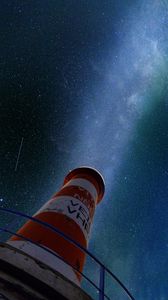 Preview wallpaper pipe, bottom view, starry sky, milky way, night