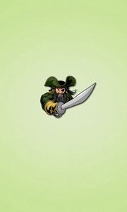 Preview wallpaper pirate, light green background, sword, one-eyed, beard, minimalism