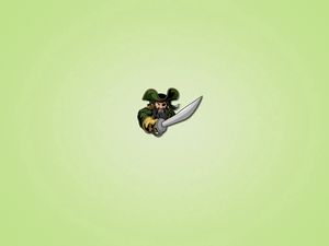 Preview wallpaper pirate, light green background, sword, one-eyed, beard, minimalism