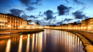 Preview wallpaper pisa, italy, night, river, reflection