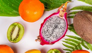 Preview wallpaper pitaya, kiwi, orange, lemon, citrus, fruit