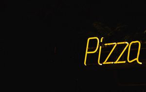 Preview wallpaper pizza, lettering, words, neon