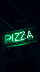 Preview wallpaper pizza, neon, signboard, inscription