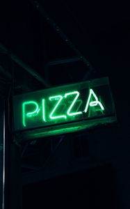 Preview wallpaper pizza, neon, signboard, inscription