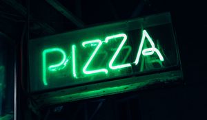 Preview wallpaper pizza, neon, signboard, inscription