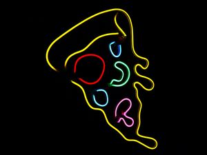 Preview wallpaper pizza, slice, neon, signboard, light