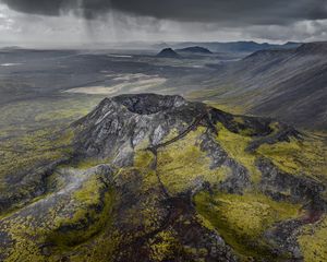 Preview wallpaper plain, hills, valley, crater, nature