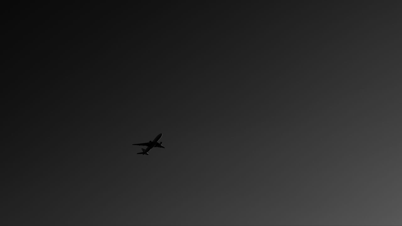 Wallpaper plane, bw, sky, flight, dark, minimalism