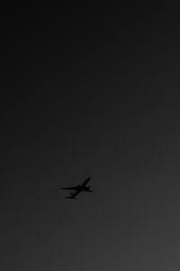 Preview wallpaper plane, bw, sky, flight, dark, minimalism