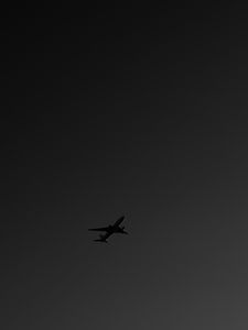 Preview wallpaper plane, bw, sky, flight, dark, minimalism