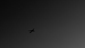 Preview wallpaper plane, bw, sky, flight, dark, minimalism