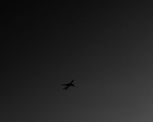 Preview wallpaper plane, bw, sky, flight, dark, minimalism