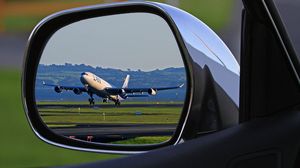 Preview wallpaper plane, car, mirror, reflection