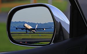 Preview wallpaper plane, car, mirror, reflection