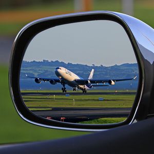 Preview wallpaper plane, car, mirror, reflection