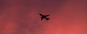 Preview wallpaper plane, flight, sunset, clouds, sky