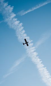 Preview wallpaper plane, flight, traces, sky, clouds