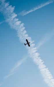 Preview wallpaper plane, flight, traces, sky, clouds