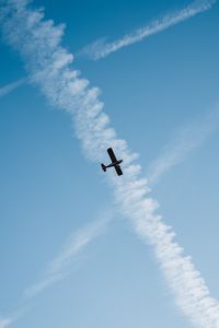 Preview wallpaper plane, flight, traces, sky, clouds