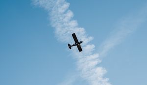 Preview wallpaper plane, flight, traces, sky, clouds