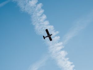 Preview wallpaper plane, flight, traces, sky, clouds