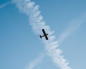 Preview wallpaper plane, flight, traces, sky, clouds