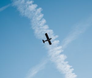 Preview wallpaper plane, flight, traces, sky, clouds