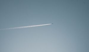 Preview wallpaper plane, flight, trail, trees, sky