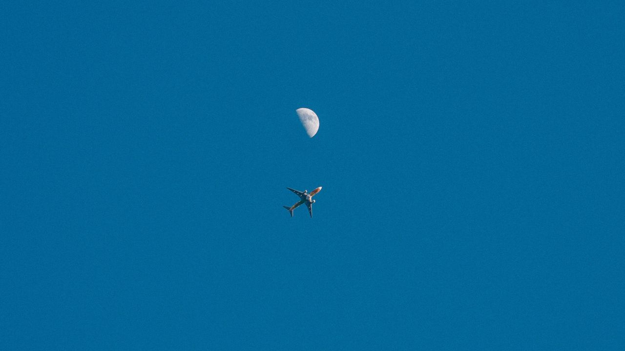 Wallpaper plane, moon, sky, flight