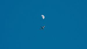Preview wallpaper plane, moon, sky, flight