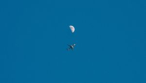 Preview wallpaper plane, moon, sky, flight