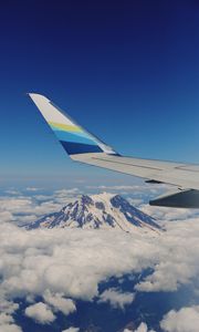 Preview wallpaper plane, mountains, clouds, sky