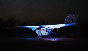 Preview wallpaper plane, night, backlight, dark
