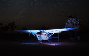 Preview wallpaper plane, night, backlight, dark
