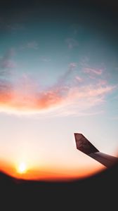 Preview wallpaper plane, porthole, wing, view, sunset
