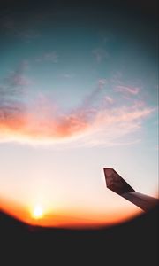 Preview wallpaper plane, porthole, wing, view, sunset