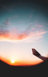 Preview wallpaper plane, porthole, wing, view, sunset