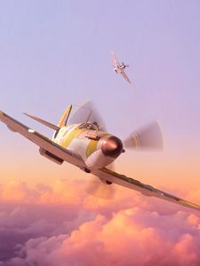 Preview wallpaper plane, propeller, art, flight, sky, height