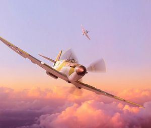 Preview wallpaper plane, propeller, art, flight, sky, height