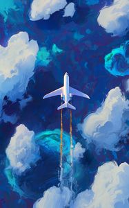Preview wallpaper plane, sky, art, flight, clouds