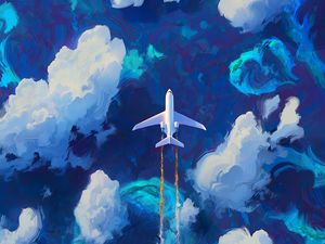 Preview wallpaper plane, sky, art, flight, clouds