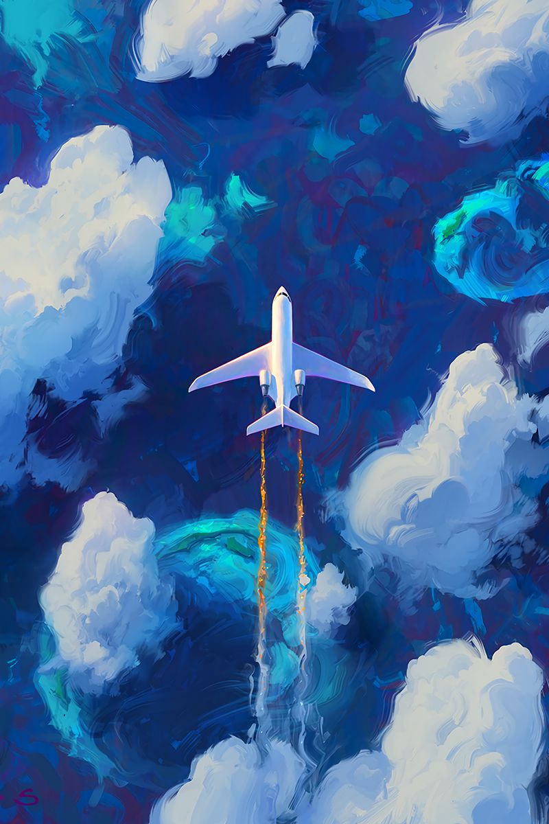 Download wallpaper 800x1200 plane, sky, art, flight, clouds iphone 4s/4 for  parallax hd background