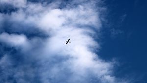 Preview wallpaper plane, sky, clouds, flight, white, blue